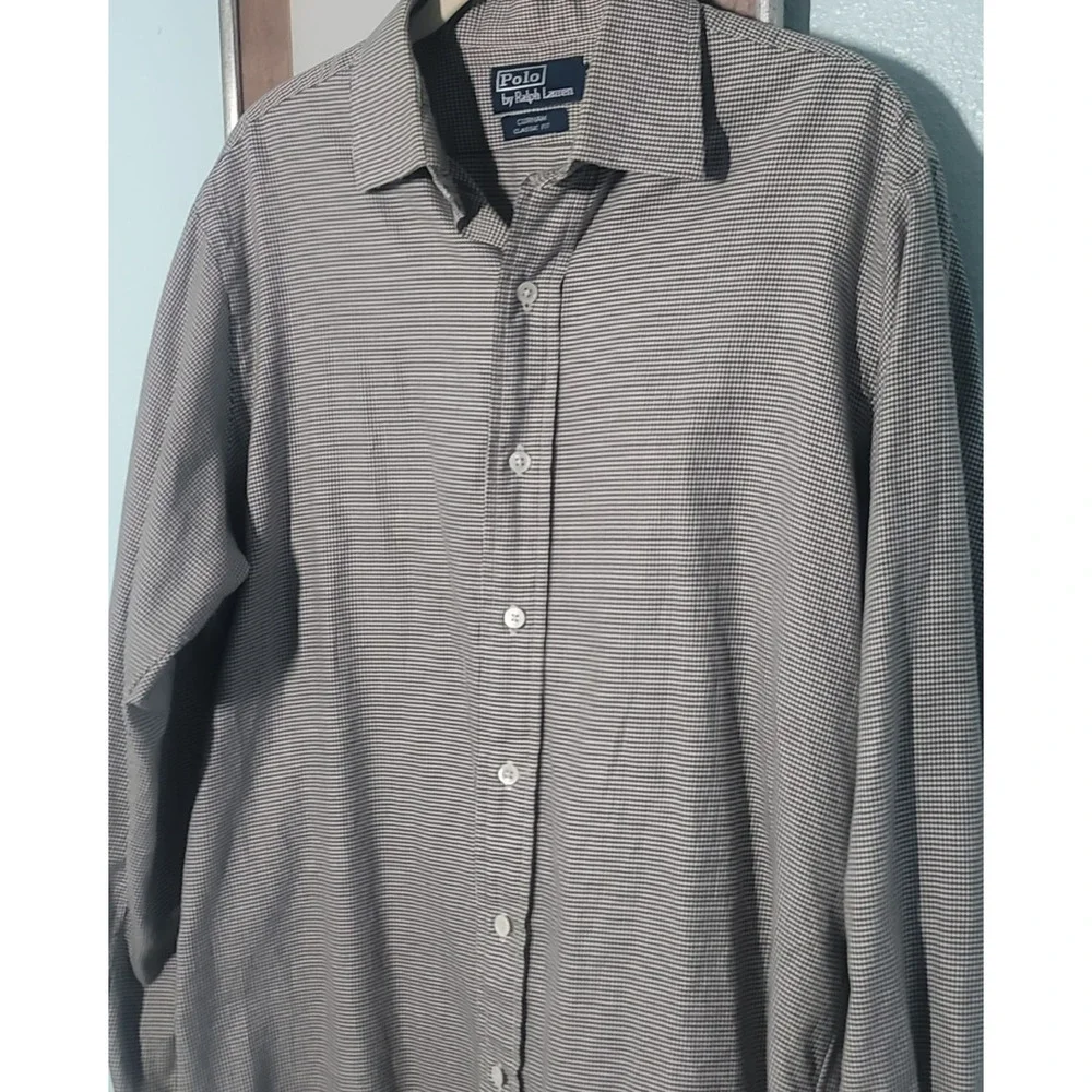 Polo Ralph Lauren Men’s Micro Houndstooth Dress Shirt Curham Classic Fit M